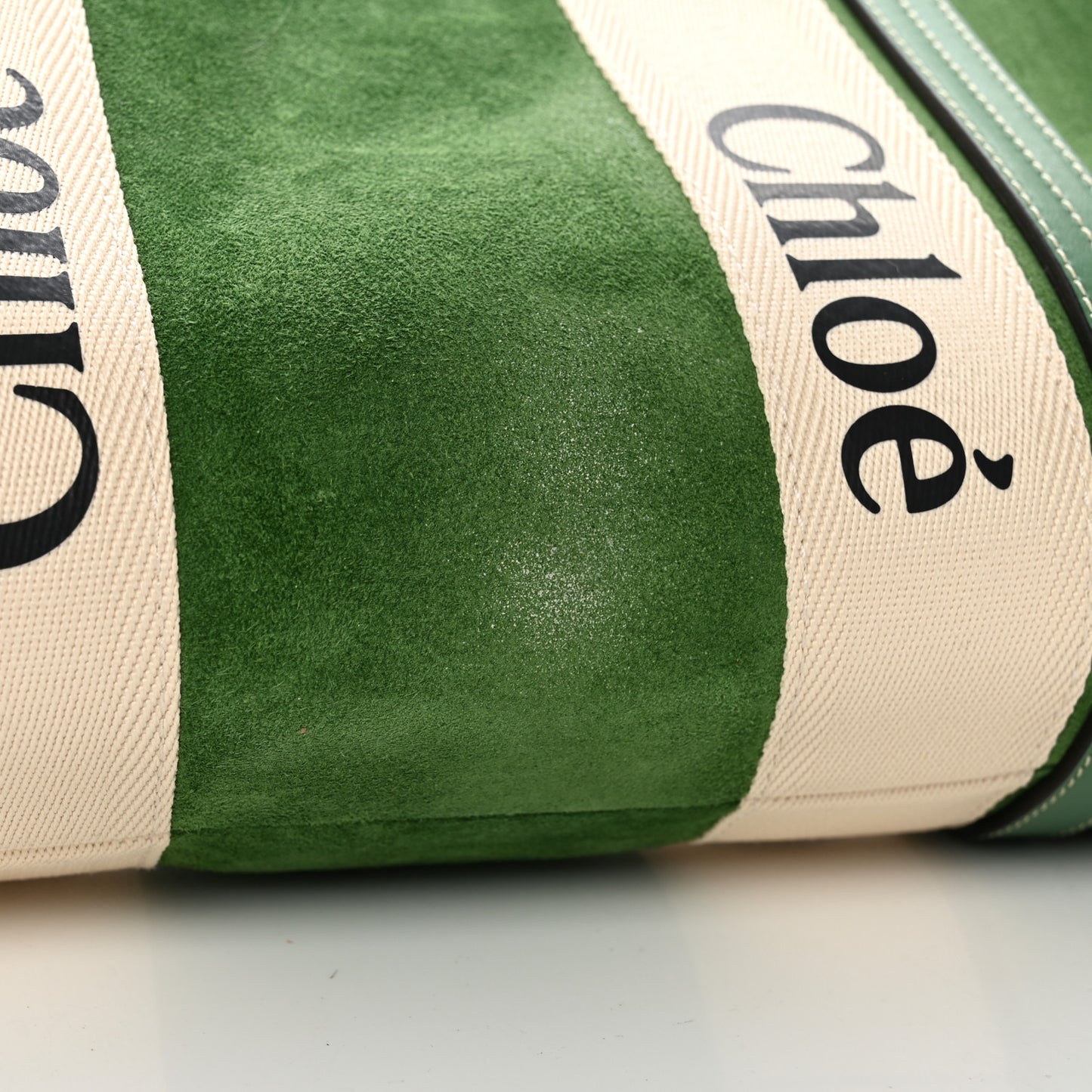 Suede Calfskin Medium Woody Tote Bright Green