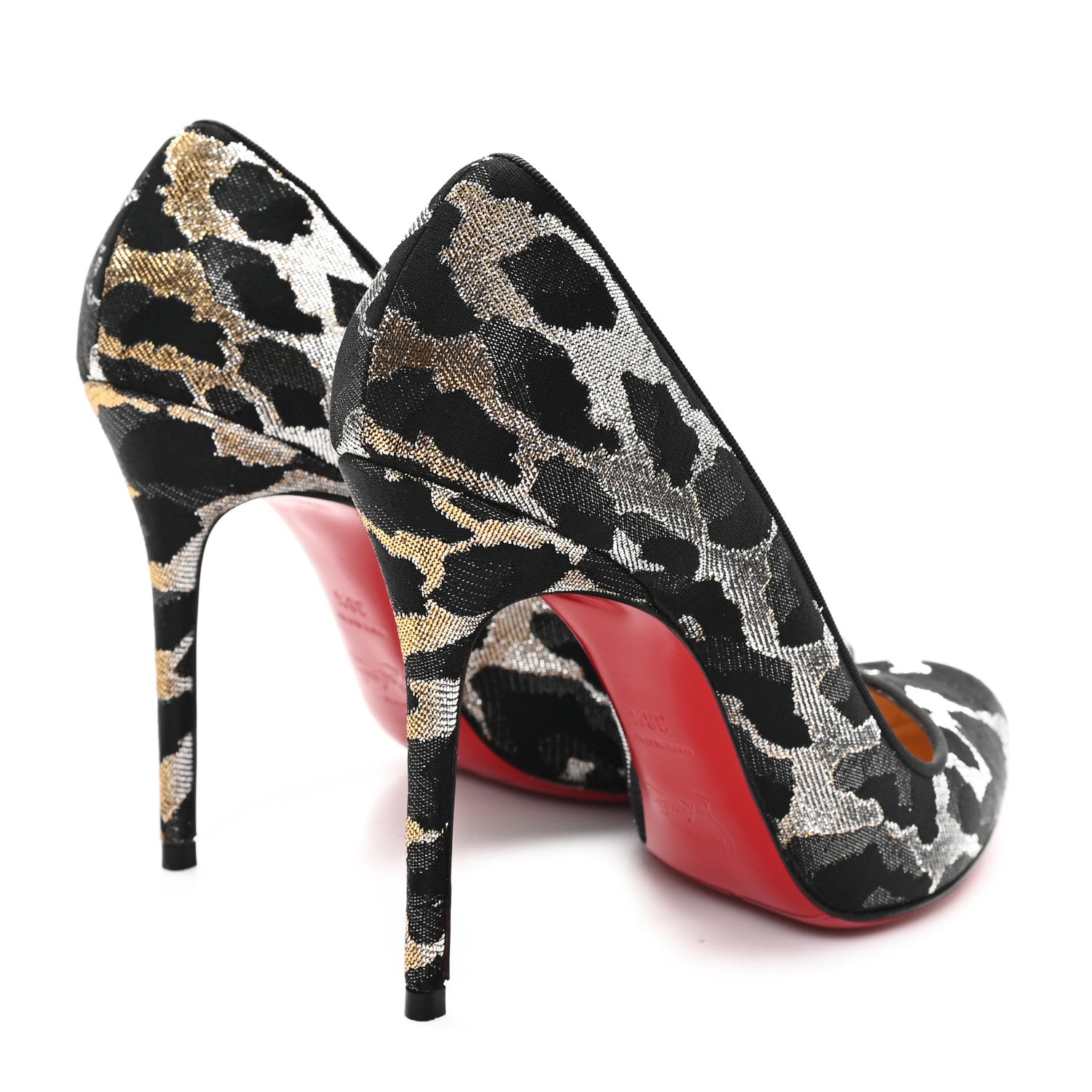 Christian Louboutin Lurex Feline Corneille 100 Pumps 38.5 Black Gold 5 of 11