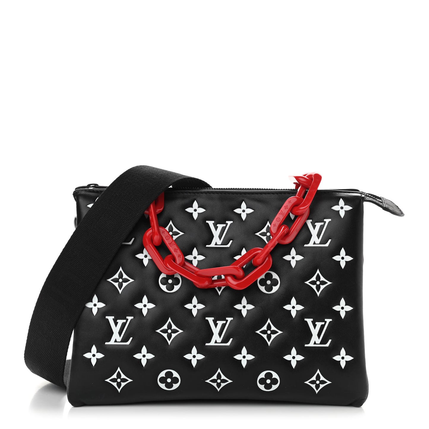 Lambskin Embossed Monogram Coussin PM Black White