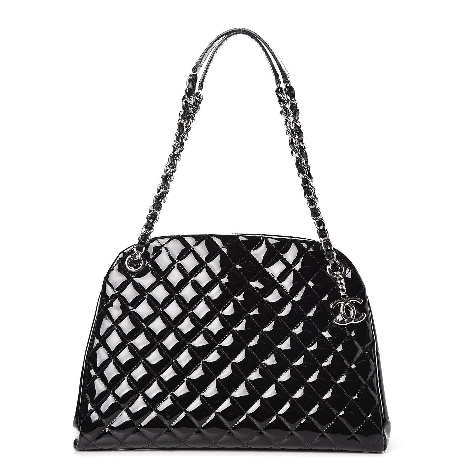 Chanel Patent Quilted Large Just Mademoiselle Bowling Bag Black 1 of 15