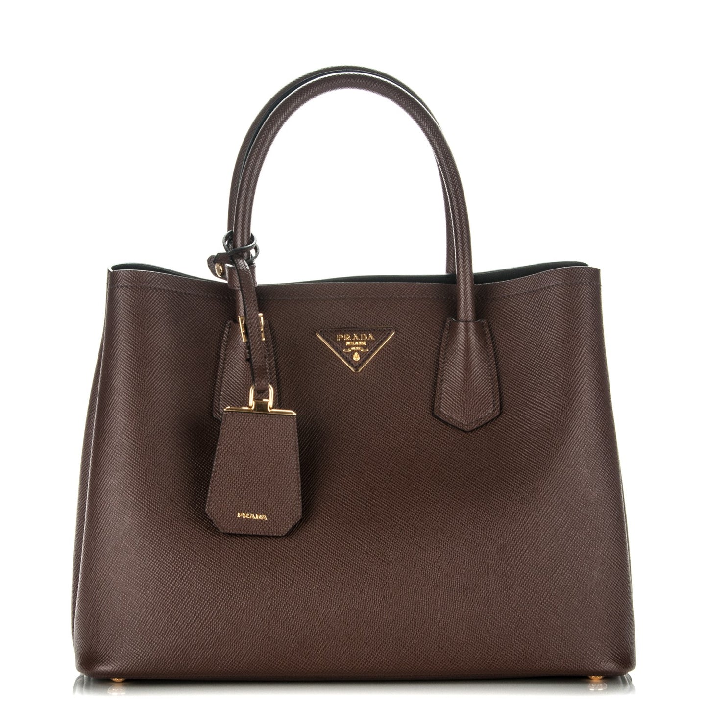 Saffiano Cuir Small Double Bag Cacao