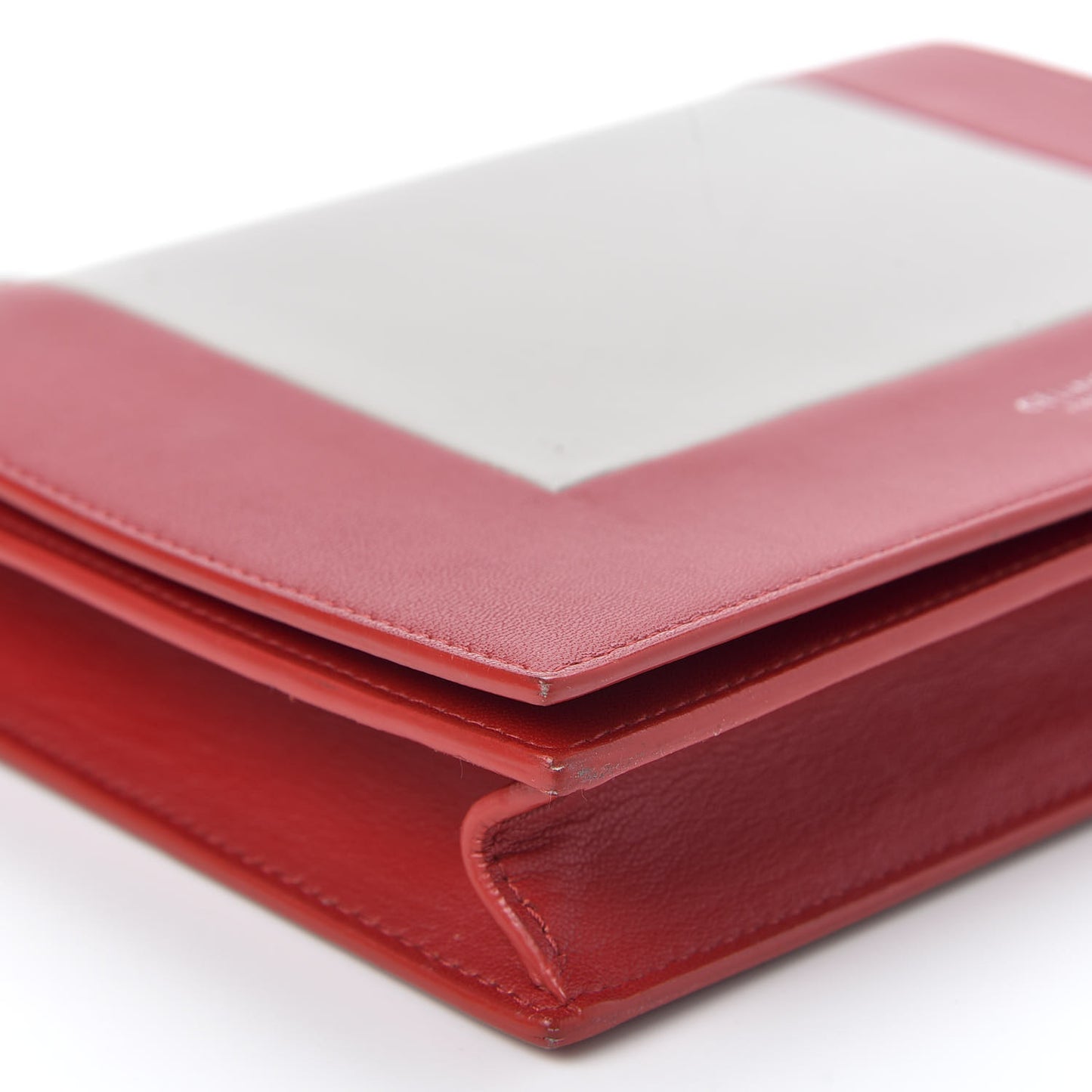 Smooth Lambskin Frame Evening Chain Clutch Grey Red