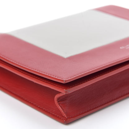 Celine Smooth Lambskin Frame Evening Chain Clutch Grey Red 5 of 11