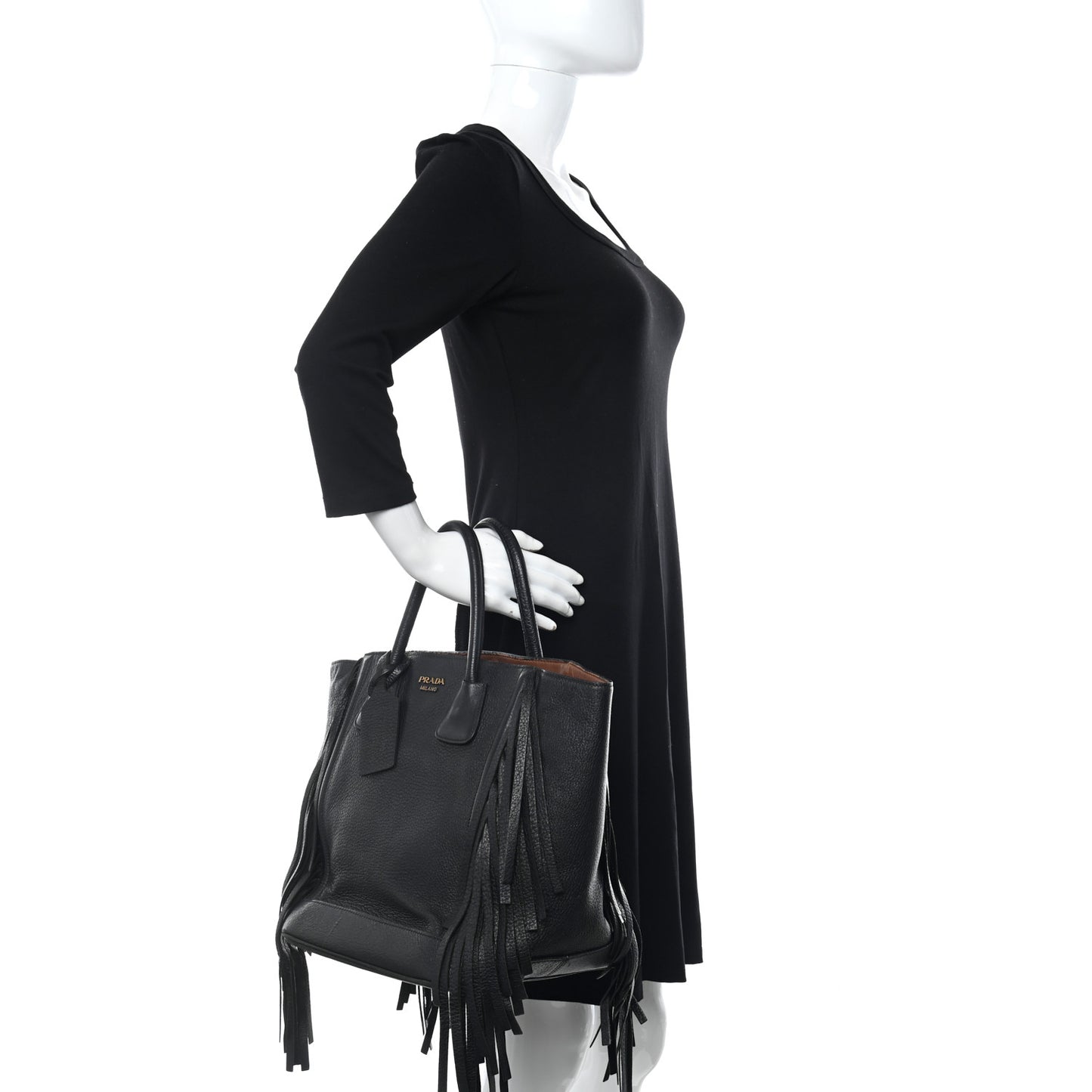 Cervo Deerskin Fringe Tote Black