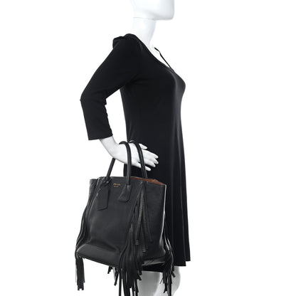 Prada Cervo Deerskin Fringe Tote Black 2 of 17