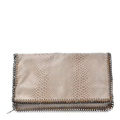 Stella McCartney Eco Python Embossed Falabella Fold Over Clutch Brown 1 of 8