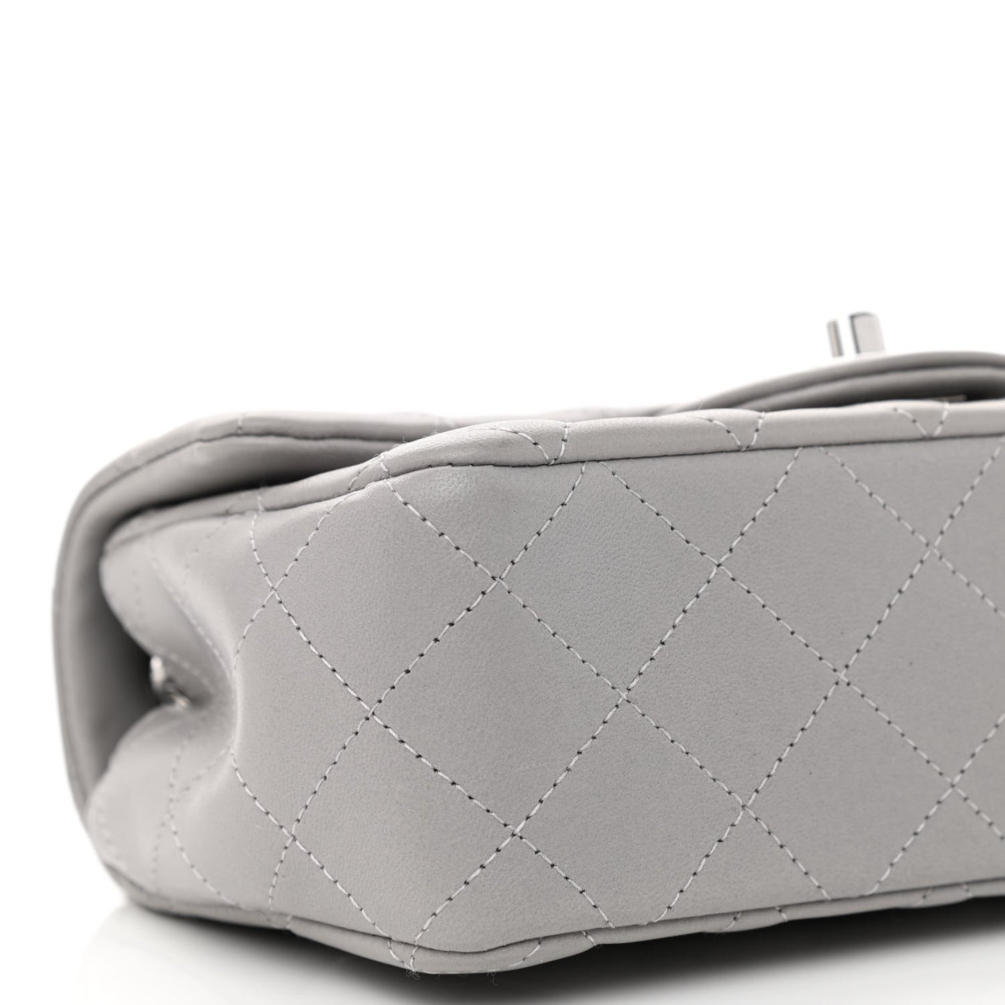 Lambskin Quilted Mini Rectangular Flap Grey