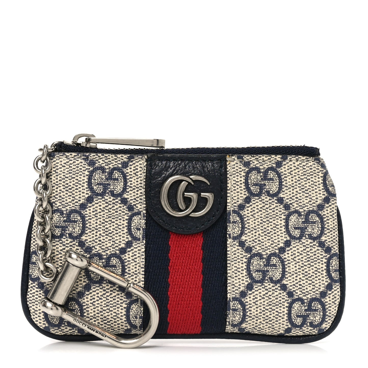 GG Supreme Monogram Web Ophidia Key Case Beige Blue
