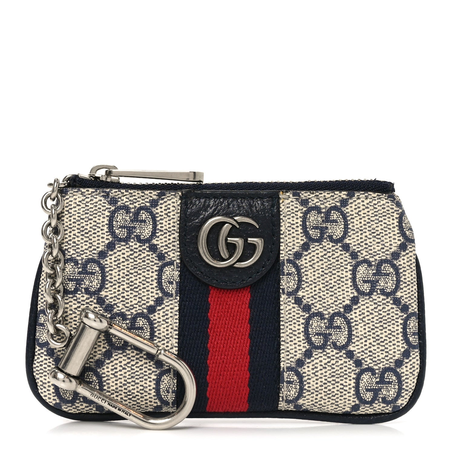 Gucci GG Supreme Monogram Web Ophidia Key Case Beige Blue 1 of 7