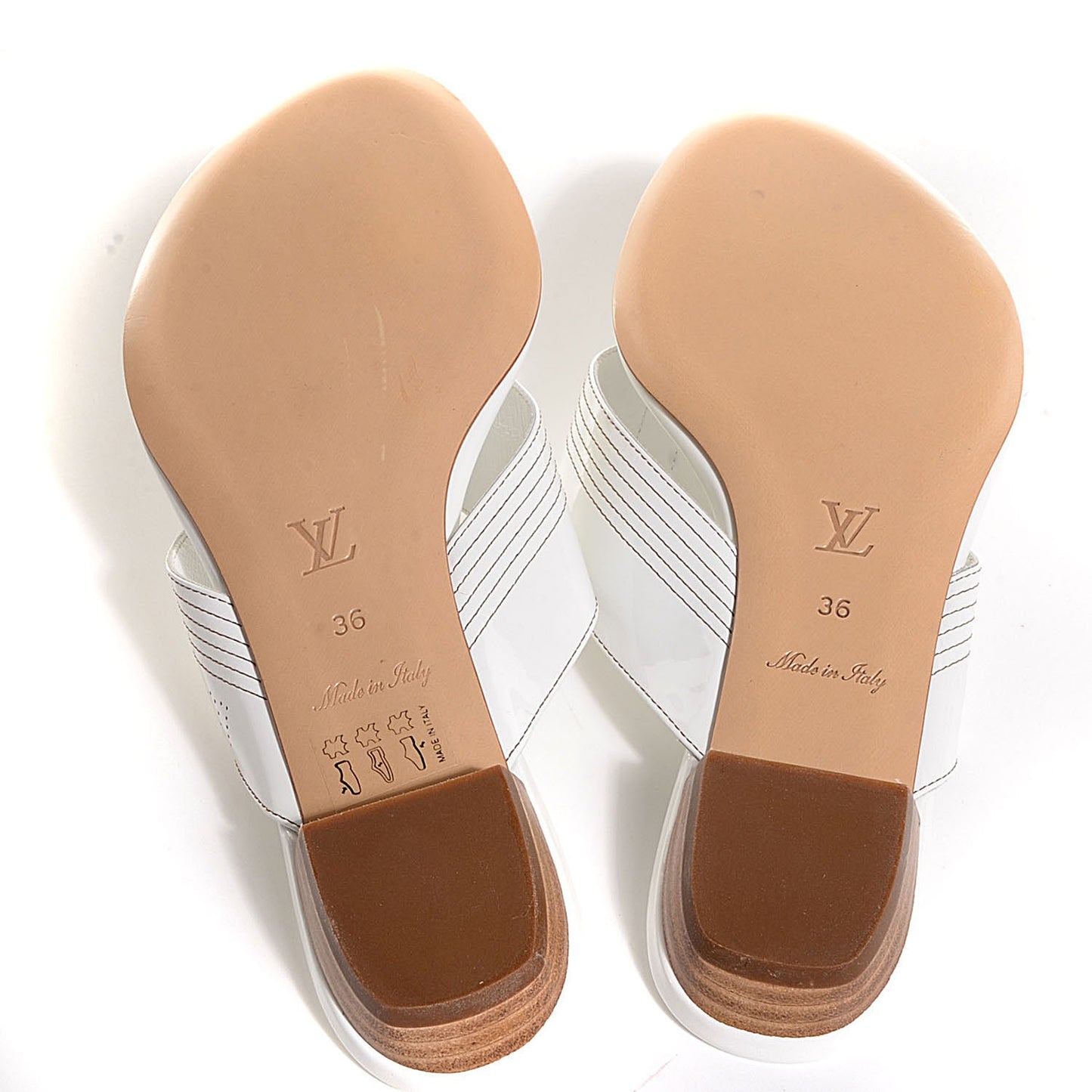 Leather Perforated Thong Sandals 36 White