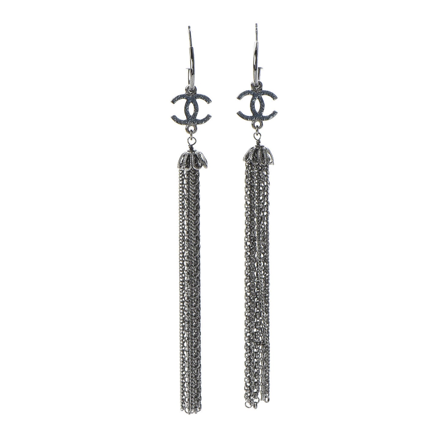 Ruthenium Chain CC Drop Earrings