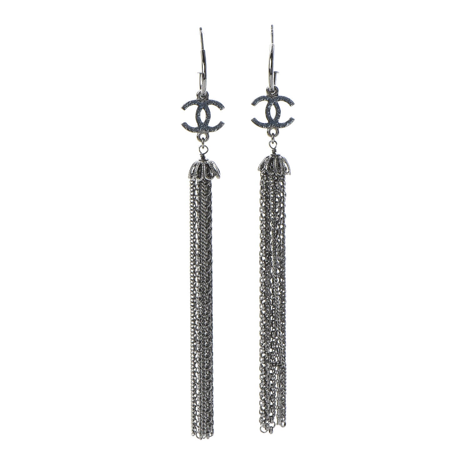 Chanel Ruthenium Chain CC Drop Earrings 1 of 4