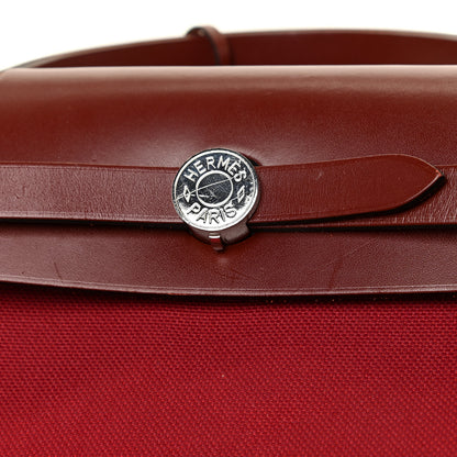 Hermes Military Toile Vache Hunter Herbag Zip 31 PM Rouge Grenat 12 of 15