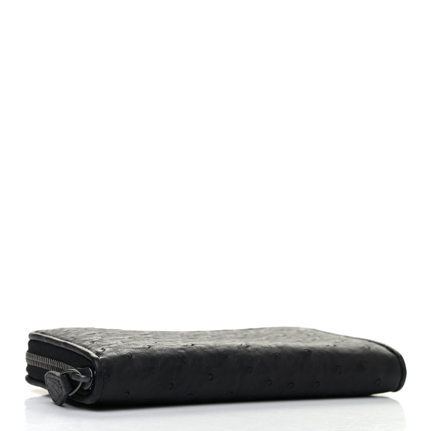 Ostrich Zip Around Wallet Black