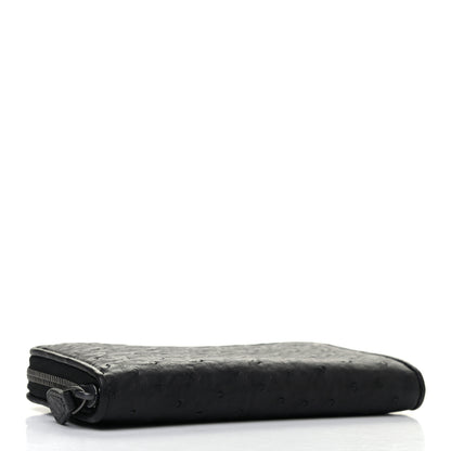 Bottega Veneta Ostrich Zip Around Wallet Black 4 of 8
