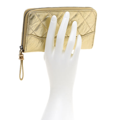 Chanel Metallic Aged Calfskin Quilted Small Gabrielle Zip Around Wallet Gold 2 of 9
