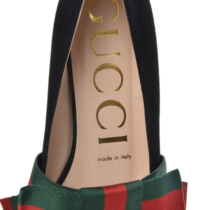 Gucci Suede Web Bow Point Toe Ballerina Flats 39 Black 6 of 10