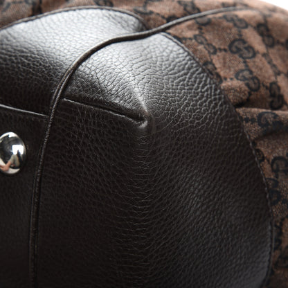 Gucci Denim Monogram Full Moon Tote Dark Brown 9 of 11
