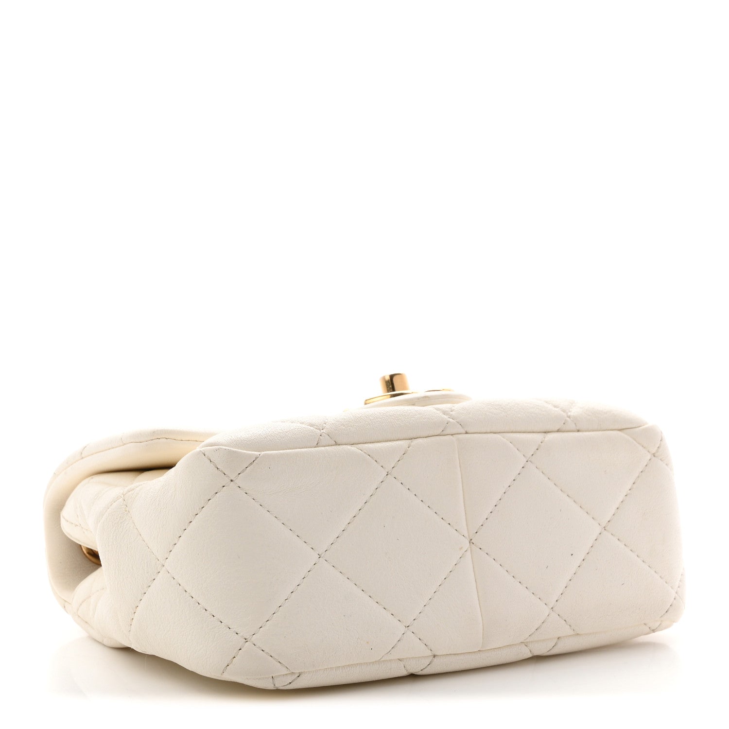 Chanel Lambskin Metal Quilted Mini Top Handle Square Flap White 4 of 11