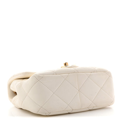 Chanel Lambskin Metal Quilted Mini Top Handle Square Flap White 4 of 11