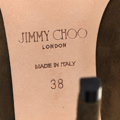 Jimmy Choo Suede Abel Pumps 38 Olive 6 of 9