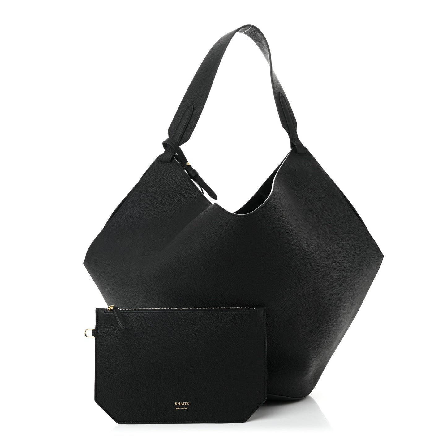Pebbled Sport Calfskin Medium Lotus Tote Black