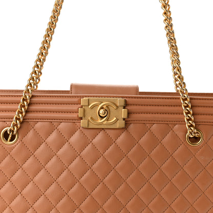 Chanel Calfskin Quilted Large Boy Tote Camel 8 of 10