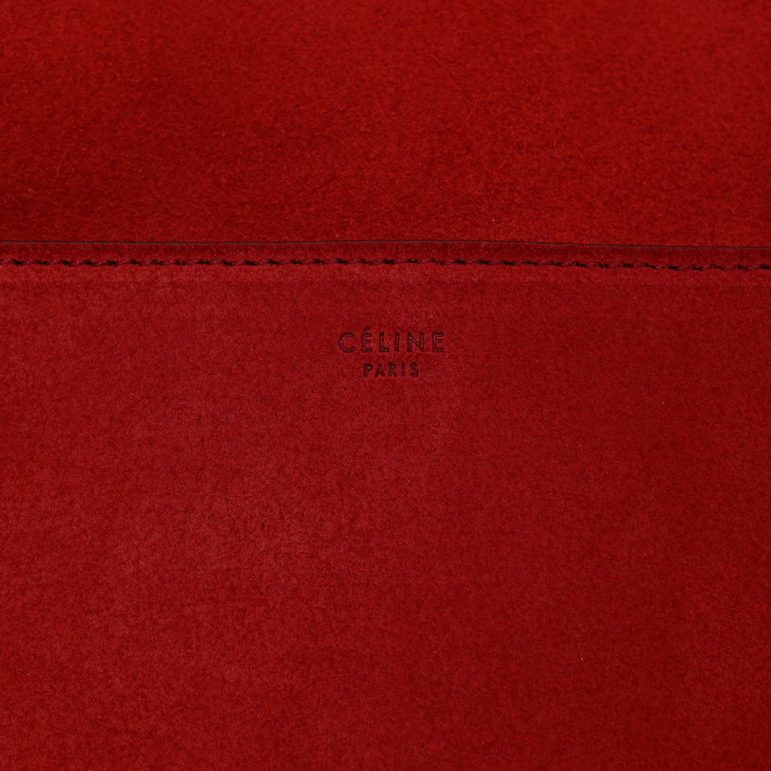 Celine Suede Calfskin Sangle Bucket Bag Red 6 of 11