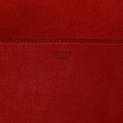 Celine Suede Calfskin Sangle Bucket Bag Red 6 of 11