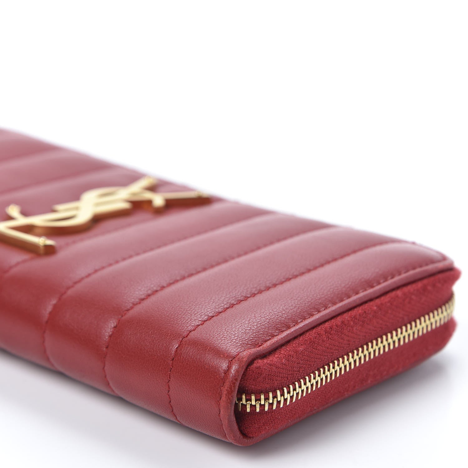 Saint Laurent Lambskin Matelasse Monogram Vicky Zip Around Wallet Rouge Eros 6 of 13