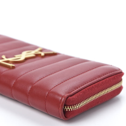 Saint Laurent Lambskin Matelasse Monogram Vicky Zip Around Wallet Rouge Eros 6 of 13