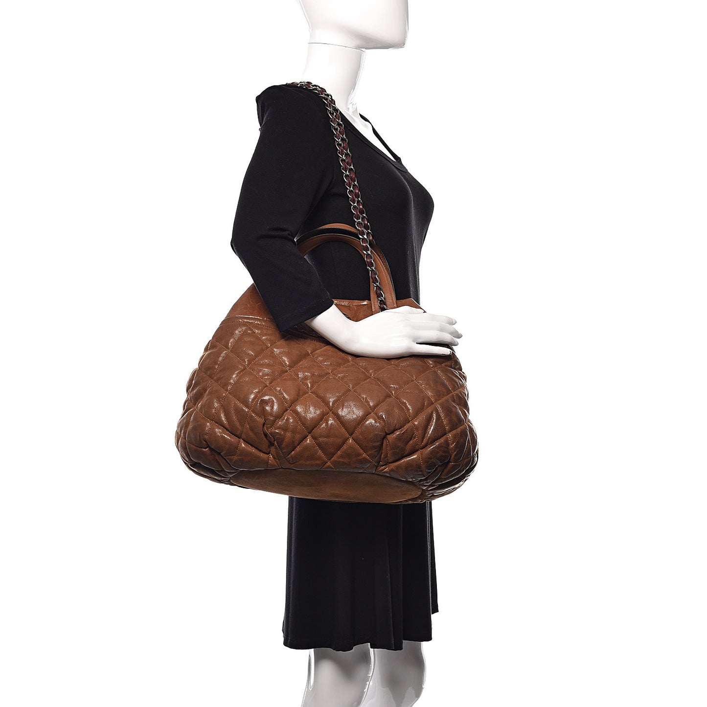 Iridescent Calfskin Large In The Mix Tote Light Brown