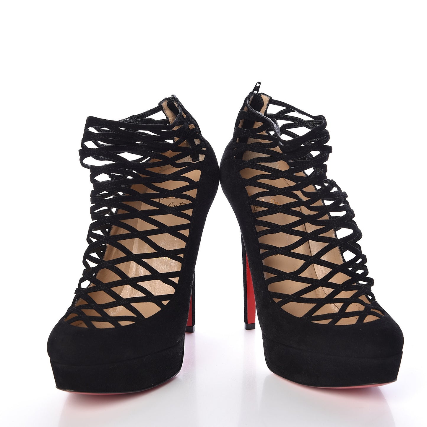 Veau Velours Berlinissimo 140 Cage Platform Booties 40.5 Black