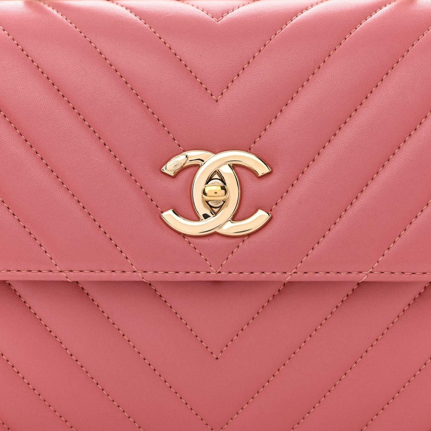 Lambskin Chevron Quilted Small Trendy CC Dual Handle Flap Bag Rosewood