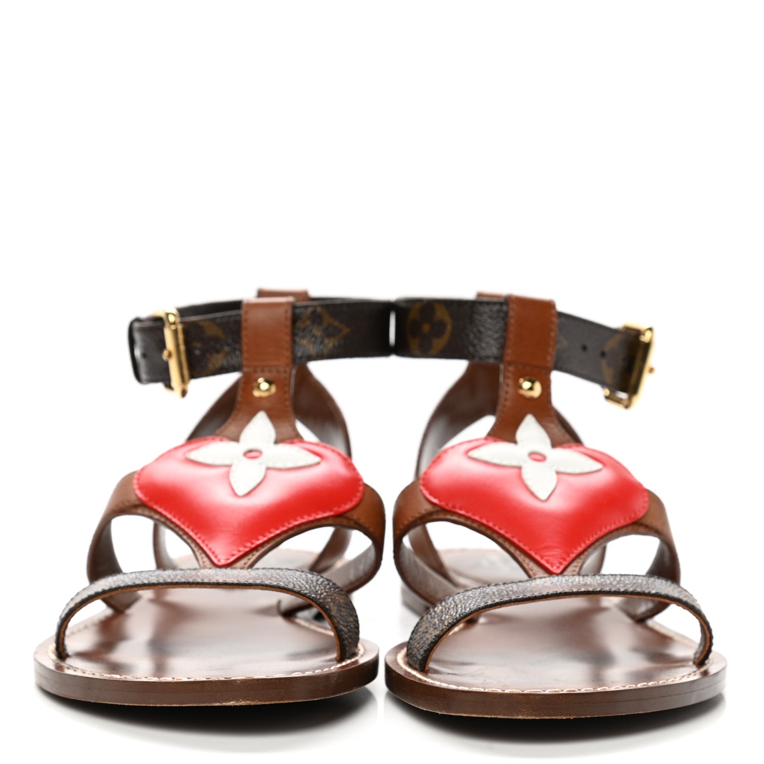 Louis Vuitton Calfskin Game On Playful Flat Sandals 38 Brown 2 of 8