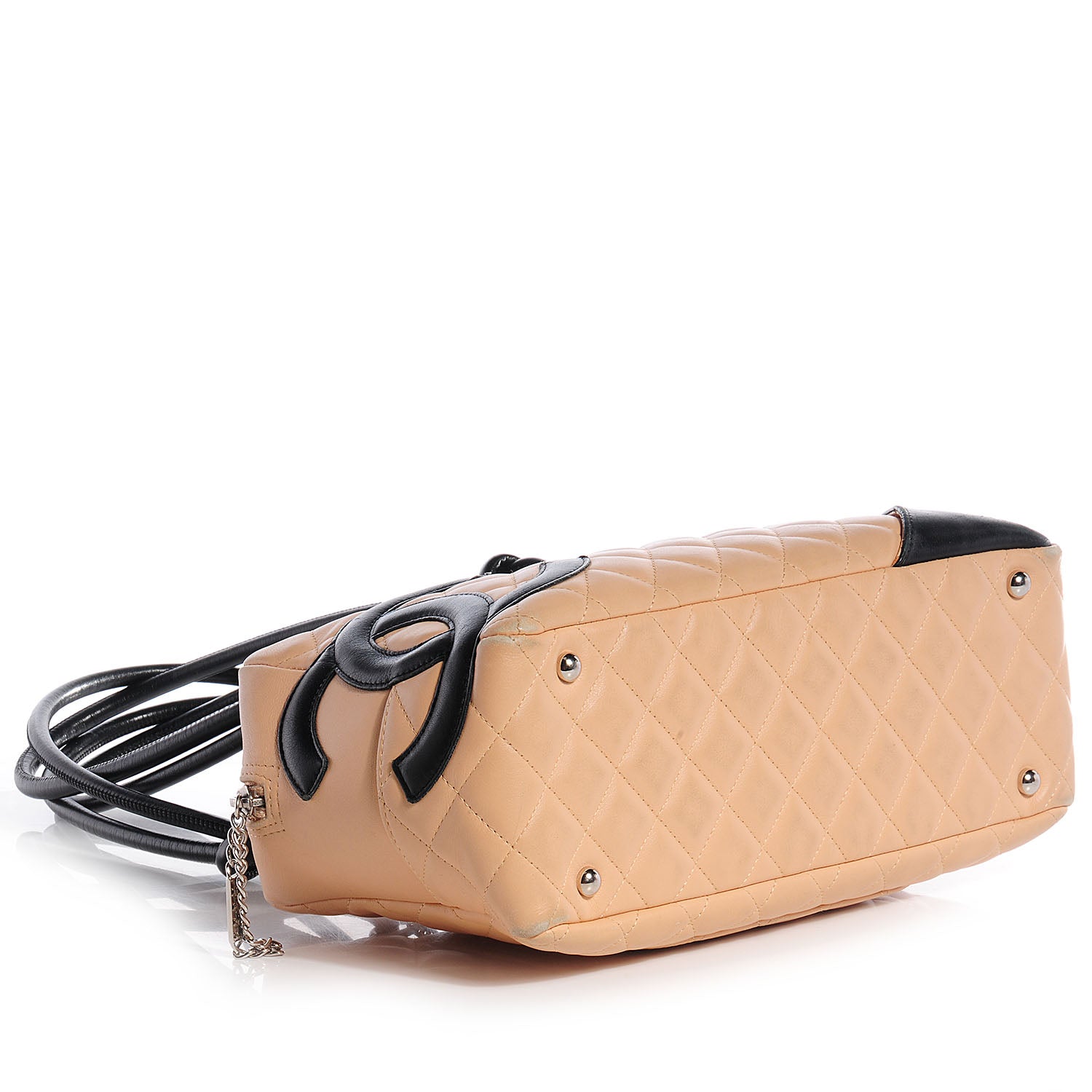 Chanel Calfskin Quilted Large Cambon Bowler Beige Black 4 of 10
