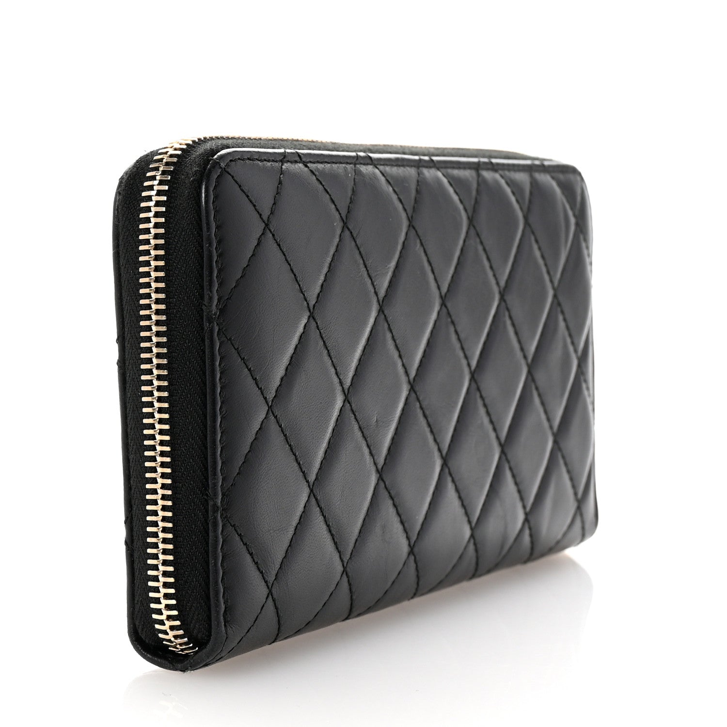 Chanel Aged Calfskin Quilted Lucky Charms 2.55 Reissue Zip Around Wallet Black 3 of 8