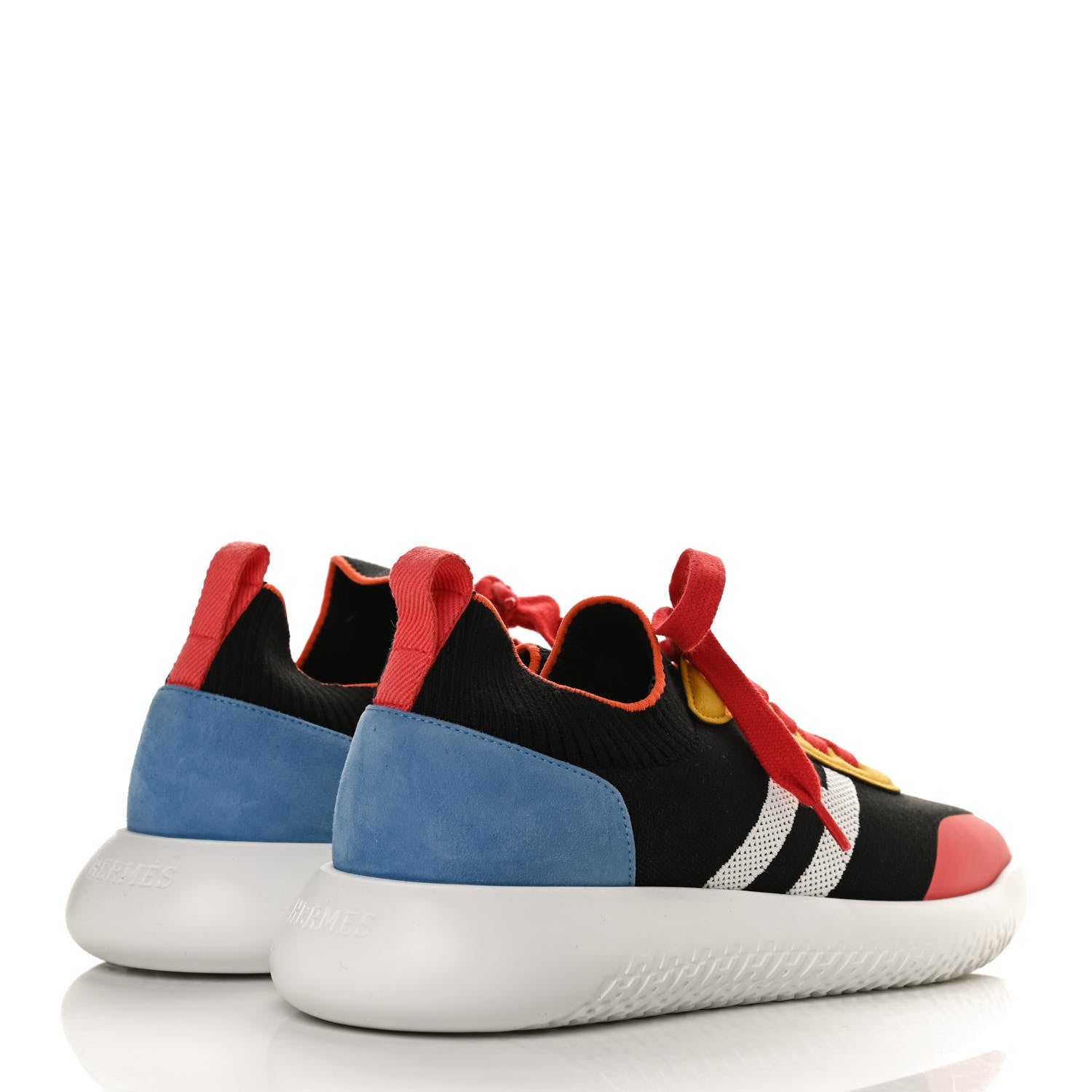 Hermes Knit Suede Goatskin Womens Crew Sneakers 40 Multicolor 4 of 9