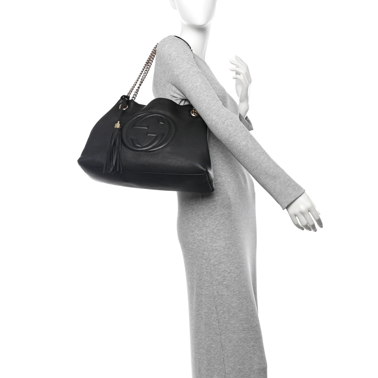 Gucci Pebbled Calfskin Medium Soho Chain Shoulder Bag Black 2 of 10