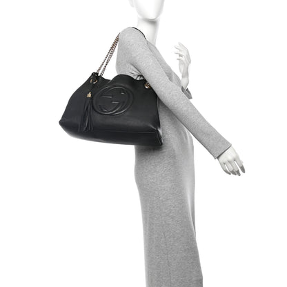 Gucci Pebbled Calfskin Medium Soho Chain Shoulder Bag Black 2 of 10