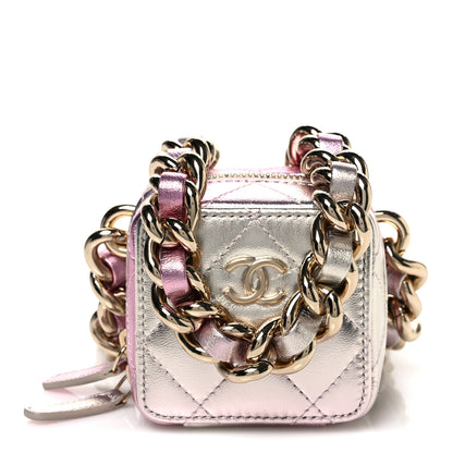 Chanel Gradient Metallic Lambskin Quilted Like A Wallet Clutch With Chain Gold Pink 1 of 10
