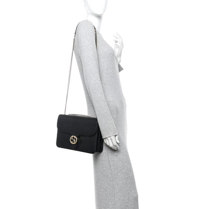 Gucci Dollar Calfskin Interlocking G Shoulder Bag Black 2 of 14
