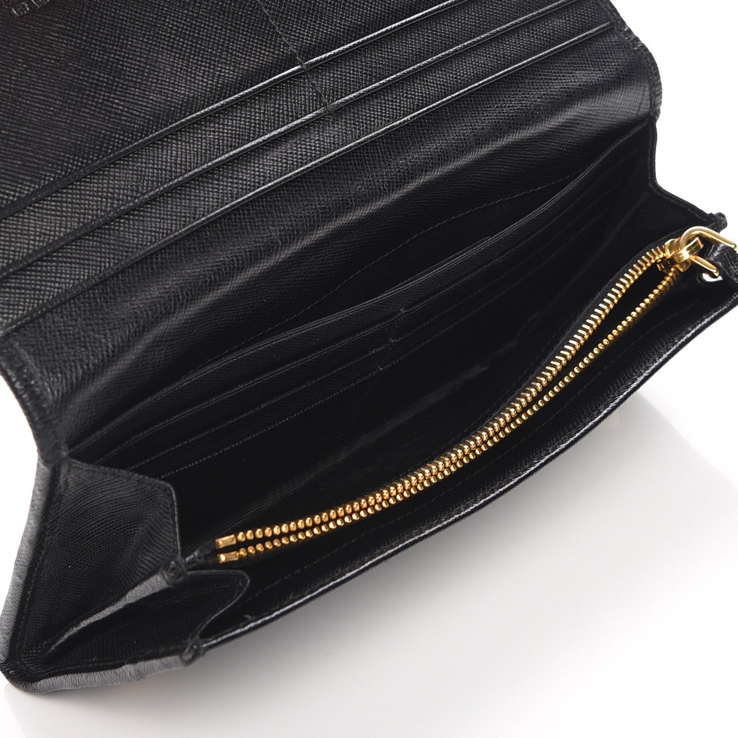Prada Saffiano Metal Quilted Continental Flap Wallet Nero Black 9 of 9