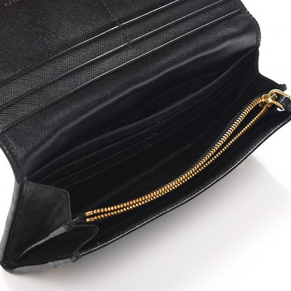 Prada Saffiano Metal Quilted Continental Flap Wallet Nero Black 9 of 9