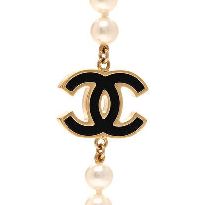Chanel Pearl Beaded Resin CC Long Necklace Black Gold 4 of 6