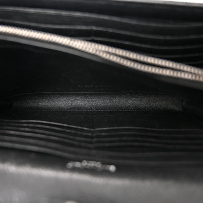 Saint Laurent Sheepskin Tri-Quilt Monogram Envelope Chain Wallet Black 5 of 11