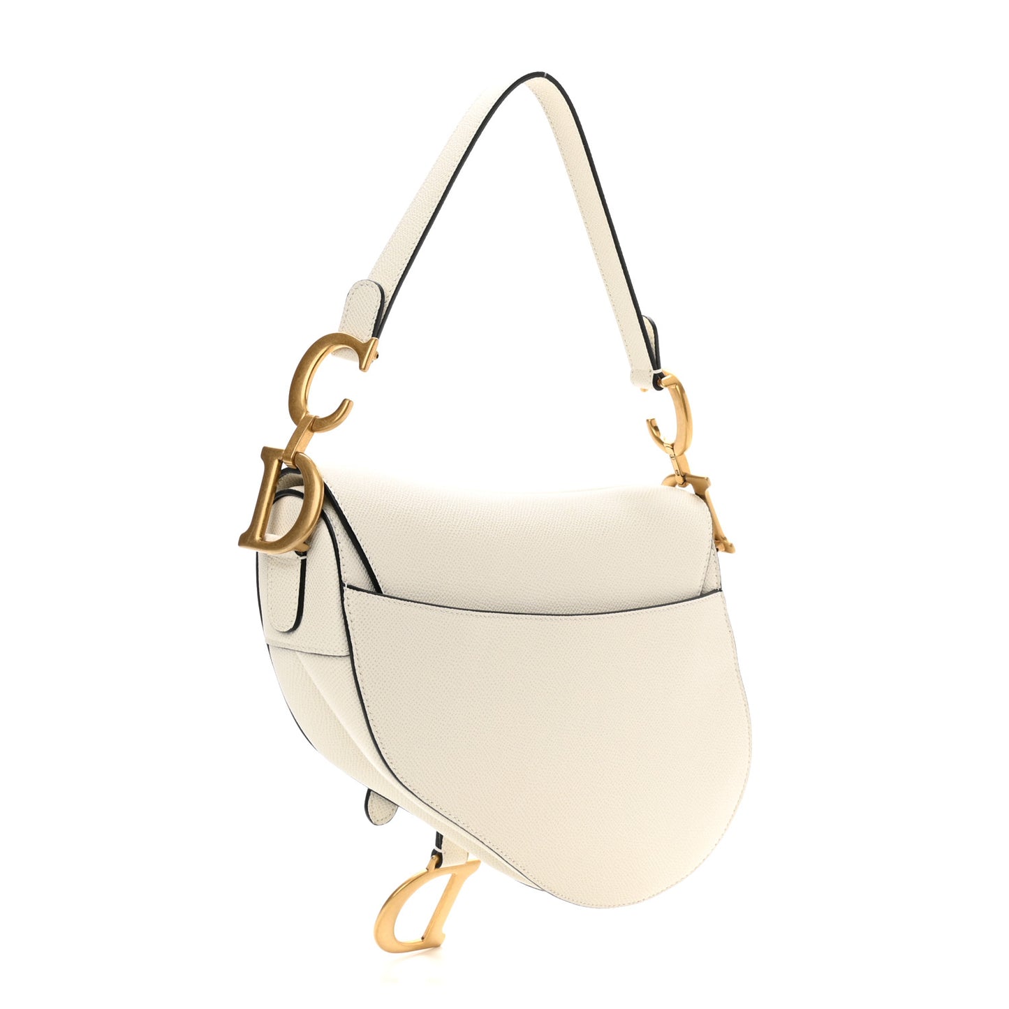 Grained Calfskin Saddle Bag White