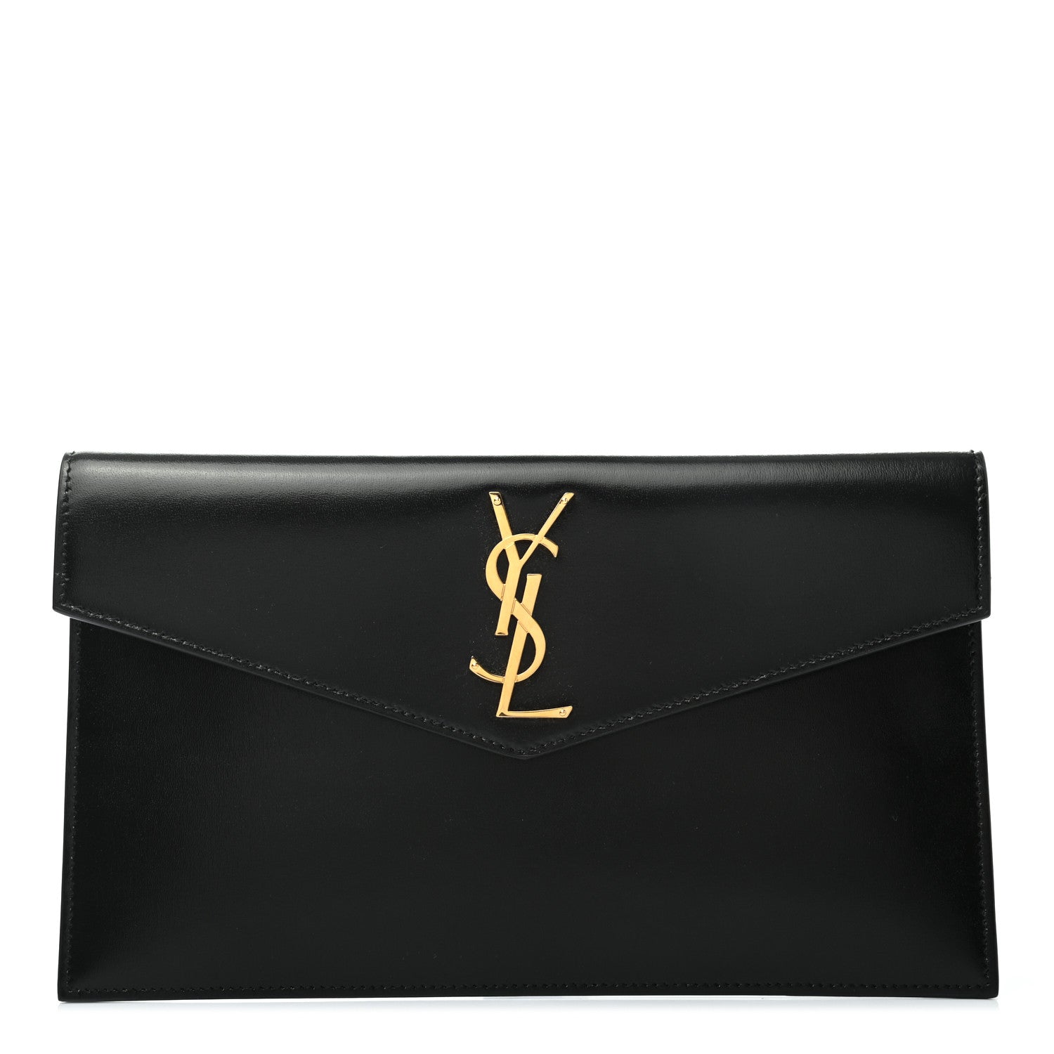 Saint Laurent Smooth Shiny Calfskin Monogram Uptown Pouch Black 2 of 14