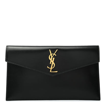 Saint Laurent Smooth Shiny Calfskin Monogram Uptown Pouch Black 2 of 14