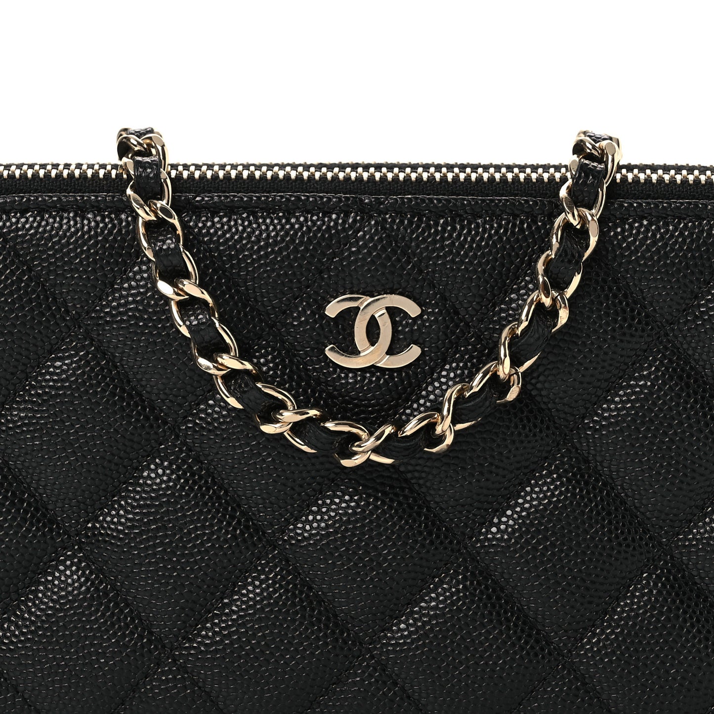 Caviar Quilted Small Clutch With Chain Black